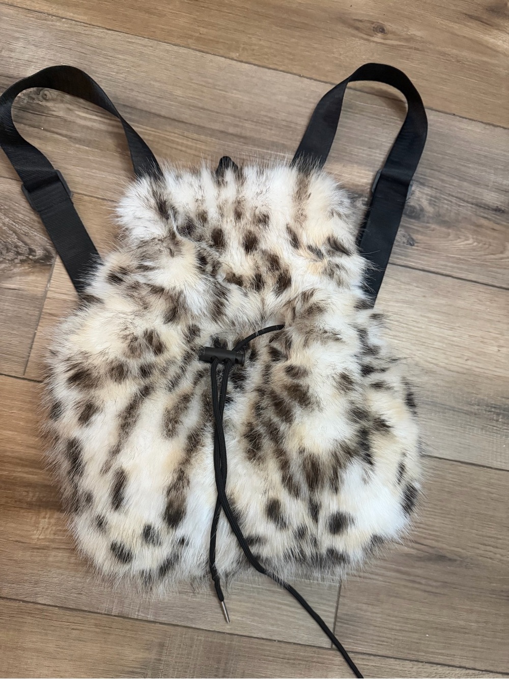 Source Unknown Spotted Faux Fur Backpack - White, Brown, Black